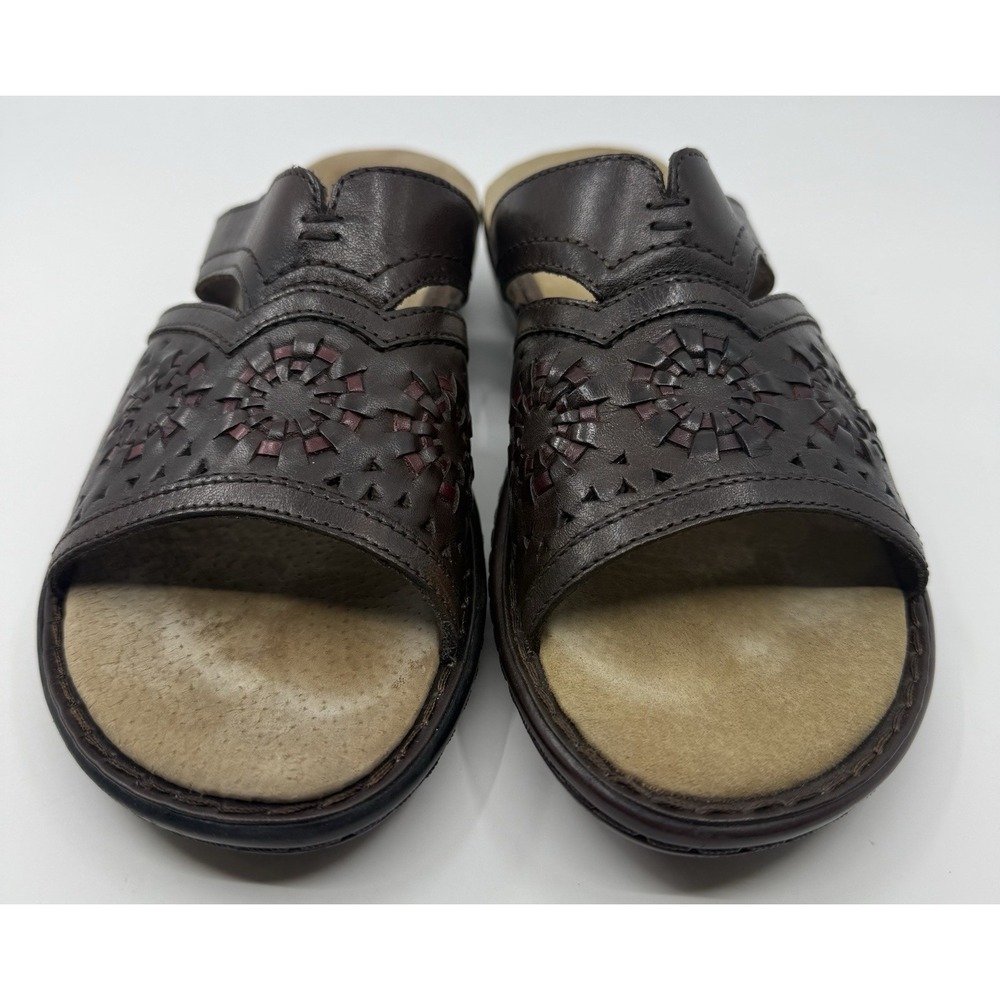 Clarks Bendables Ina Flash Sandals Womens 8 Open Toe Brow Leather With Box 37008